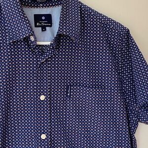 Ben Sherman Navy Blue Micro Floral Button-Down Shirt